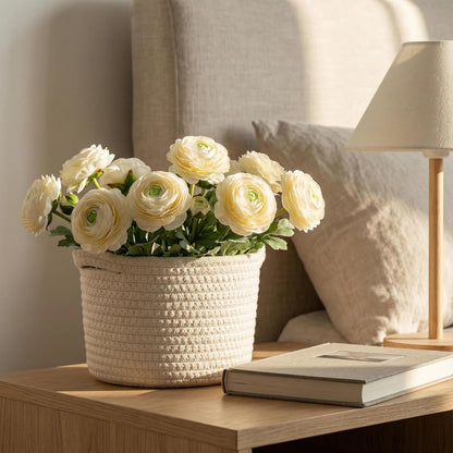 Yellow Ranunculus Artificial Flowerswith Real Touch Stem, Fake Ranunculus Flowers (Creamy Yellow, 6pcs)