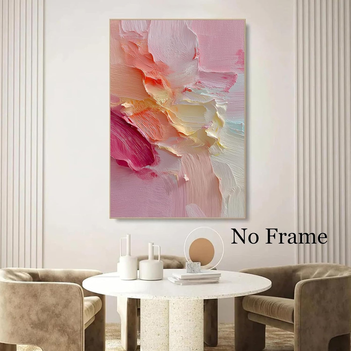 Pink Abstract Wall Art Yellow Abstract Poster Colorful Abstracts Prints Color Block Art Colorful Pastel Pink Prints Abstracts Oil Painting On Canvas Modern Yellow And White Poster 16x24inchx2 No Frame