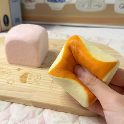 Butter Slow Rising Squishy，Squishy Toy,Dumpling Stress Balls,Fidget Toy (Pink Yellow Hawaiian Roll squishy) | butter squishy Party Favor Gift squeeze toy cheese squishy back to school