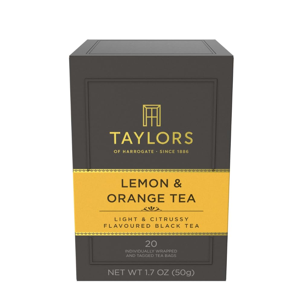 Lemon & Orange, Black Tea, Individually Wrapped Bags, 20 Count (Pack of 1), Citrussy, Fragrant and Light, Caffeinated, Enjoy Hot or Iced, 20 Teabags