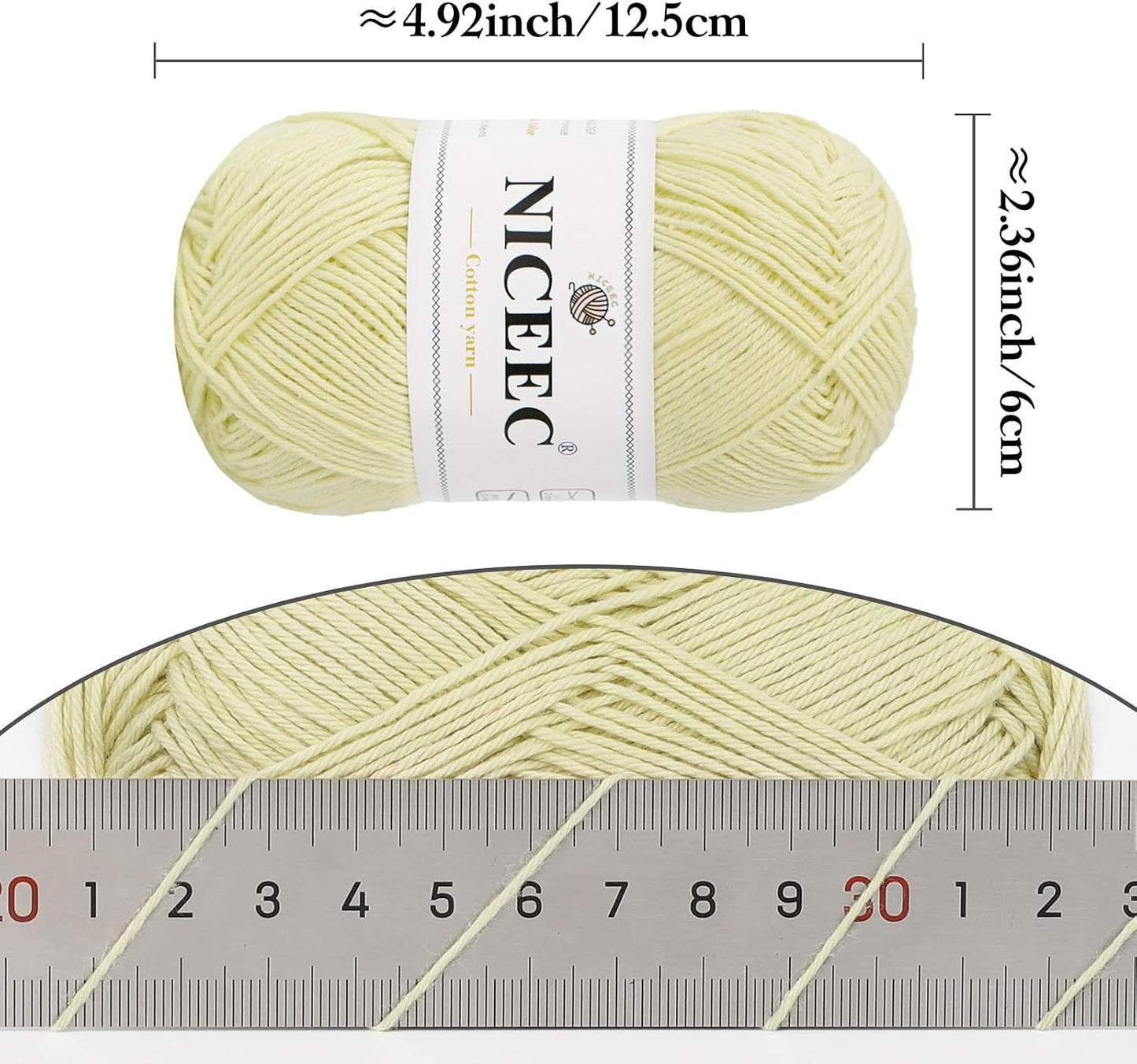 4 Skeins Soft Baby Cotton Yarn- Light Yellow | 4 Ply, DIY Craft, Fingering Weight, Blanket Yarn for Crochet & Knitting, Total 700yds/7.05oz