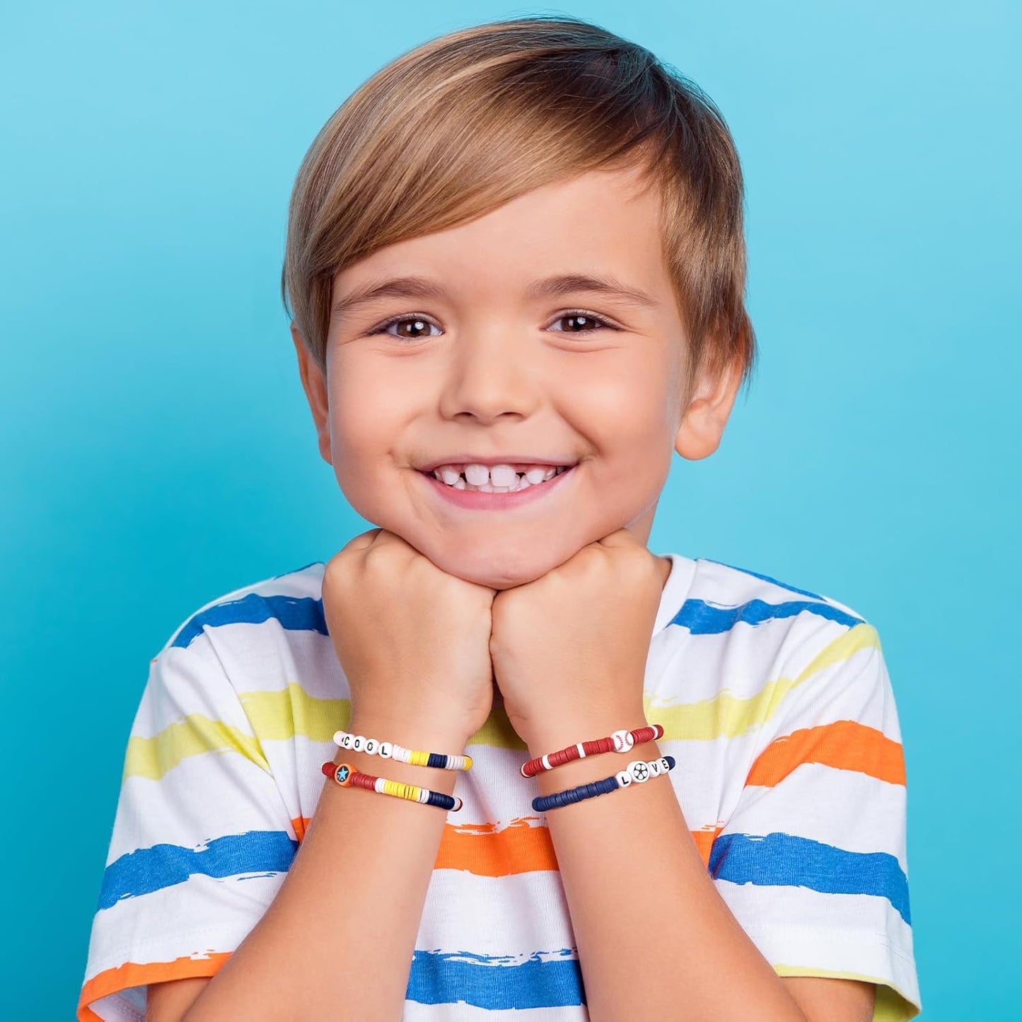 Red White and Blue Clay Beads, 5000 Pcs Heishi Flat Round Bead | Clay Beads for Bracelet Making, Friendship Bracelet Kit with Letter Sports Bead, Birthday DIY Craft for Boys Adults