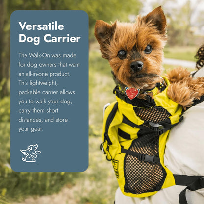 Walk-On - X-Small, Buttercup Yellow - Ideal for Dogs with 9-12” Back Length - Lightweight, Packable, Backpack-Style Carrier - Includes Compatible Harness & Storage Bag