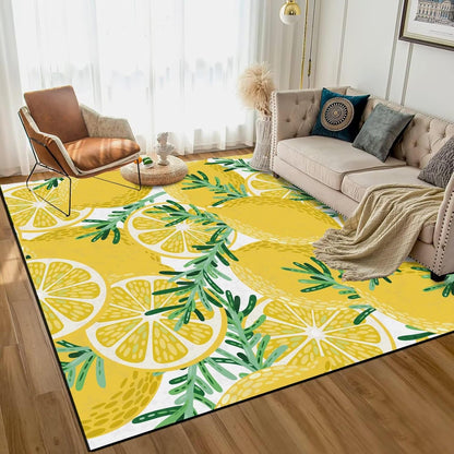 Lemon Rug Yellow Area Rugs for Bedroom Dorm Living Room Lemon Tree Throw Rug Floor Mat Pad Doormat Carpet, 5' x 7'(150 x 210cm)