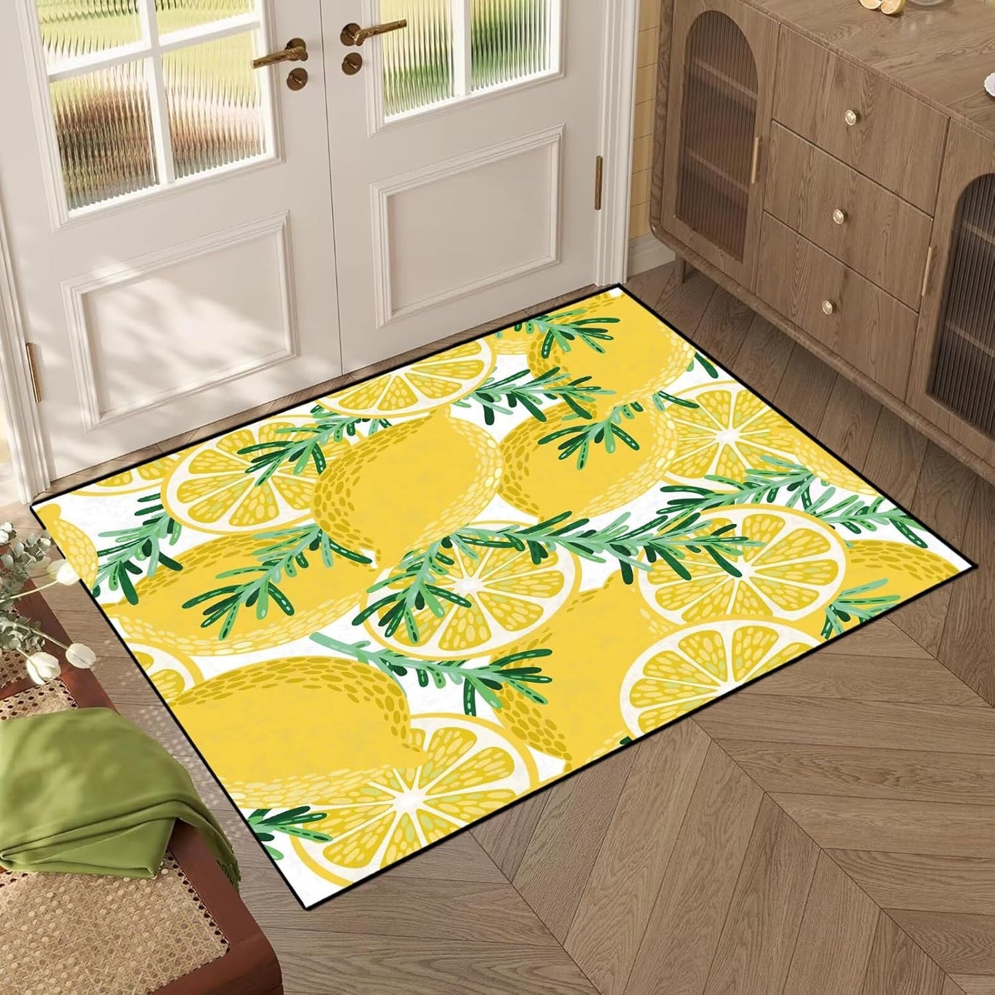Lemon Rug Yellow Area Rugs for Bedroom Dorm Living Room Lemon Tree Throw Rug Floor Mat Pad Doormat Carpet, 5' x 7'(150 x 210cm)