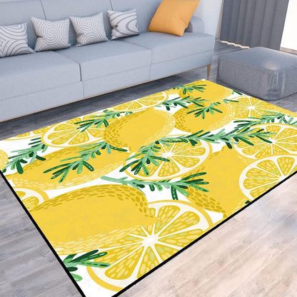 Lemon Rug Yellow Area Rugs for Bedroom Dorm Living Room Lemon Tree Throw Rug Floor Mat Pad Doormat Carpet, 5' x 7'(150 x 210cm)