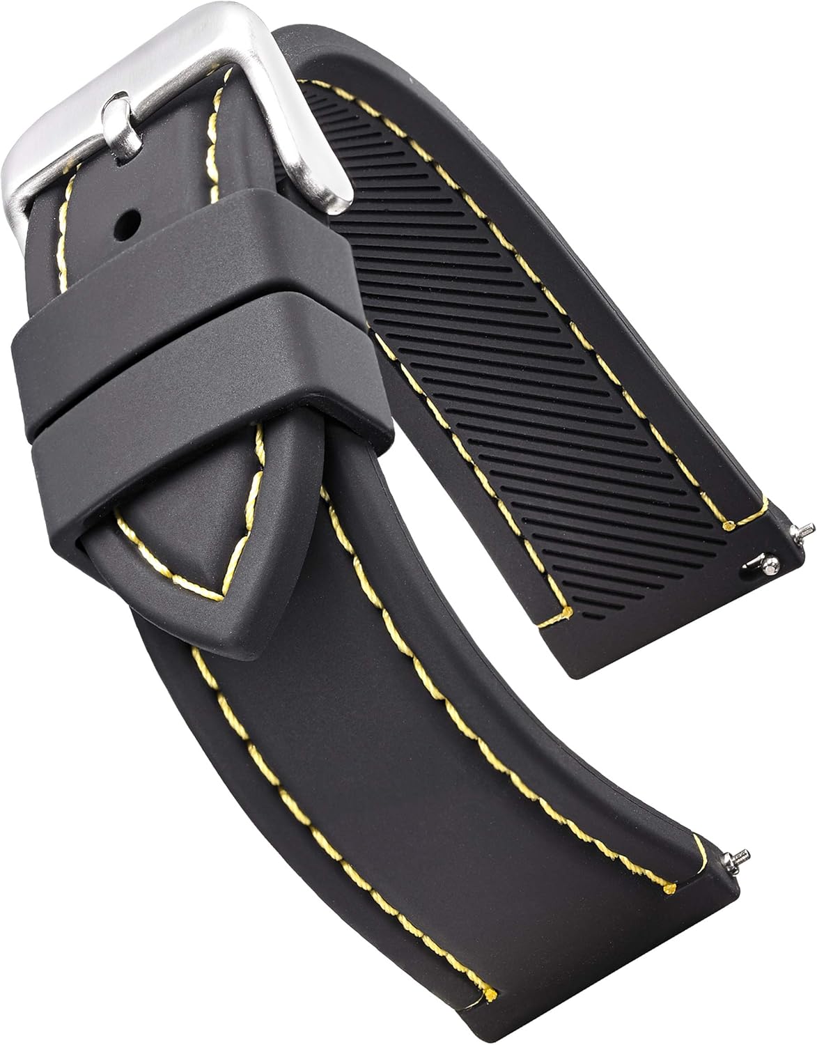 ALPINE Sporty Smooth Silicone Stitched Watch Band - Replacement Rubber Watch Bands - Quick Release Waterproof Watch Straps for Women & Men - Compatible with Regular & Smart Watch Bands