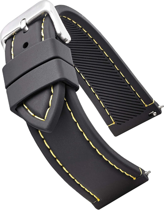 ALPINE Sporty Smooth Silicone Stitched Watch Band - Replacement Rubber Watch Bands - Quick Release Waterproof Watch Straps for Women & Men - Compatible with Regular & Smart Watch Bands