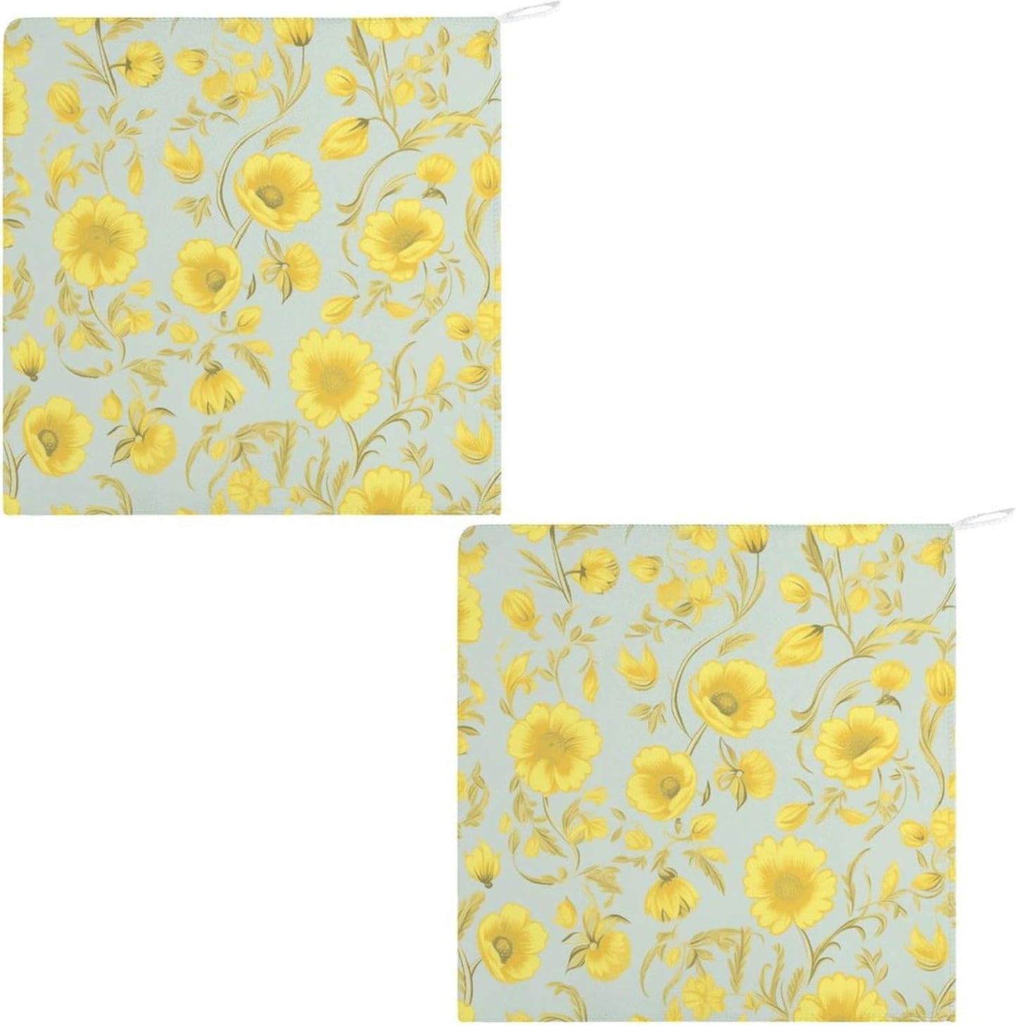 Yellow Flower Kitchen Towels Set -2PCS Super Absorbent Hand Towels, Soft Face Towel Set with Hanging Loop Lightweight Quick Dry Microfiber Dish Towels for Yoga Camping Hotel Spa Travel