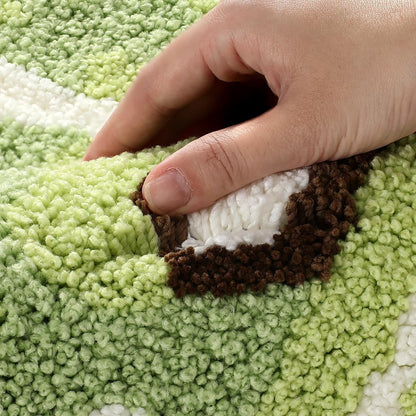 Playtime Cozy Lemon Cute Fruits Half Round Shaped Bedroom Bathroom Doorway Kitchen Floor Rug Carpet Water Absorption Non-Slip mat for Kid's Room (Light Green, 45 * 80CM)