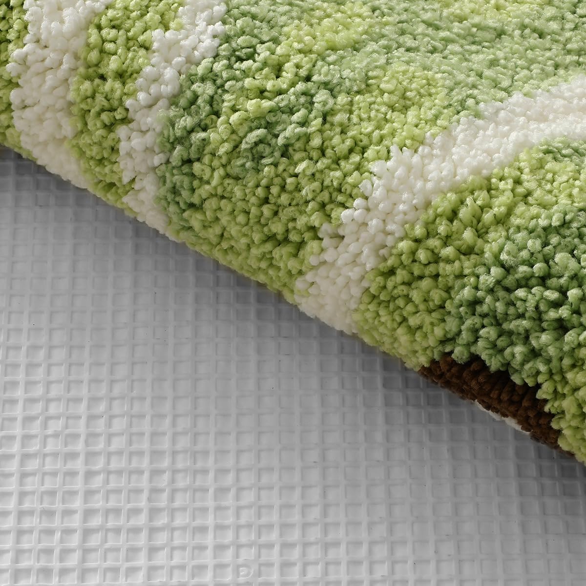 Playtime Cozy Lemon Cute Fruits Half Round Shaped Bedroom Bathroom Doorway Kitchen Floor Rug Carpet Water Absorption Non-Slip mat for Kid's Room (Light Green, 45 * 80CM)