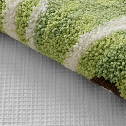 Playtime Cozy Lemon Cute Fruits Half Round Shaped Bedroom Bathroom Doorway Kitchen Floor Rug Carpet Water Absorption Non-Slip mat for Kid's Room (Light Green, 45 * 80CM)