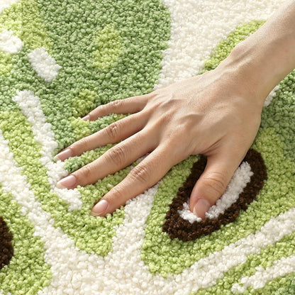 Playtime Cozy Lemon Cute Fruits Half Round Shaped Bedroom Bathroom Doorway Kitchen Floor Rug Carpet Water Absorption Non-Slip mat for Kid's Room (Light Green, 45 * 80CM)