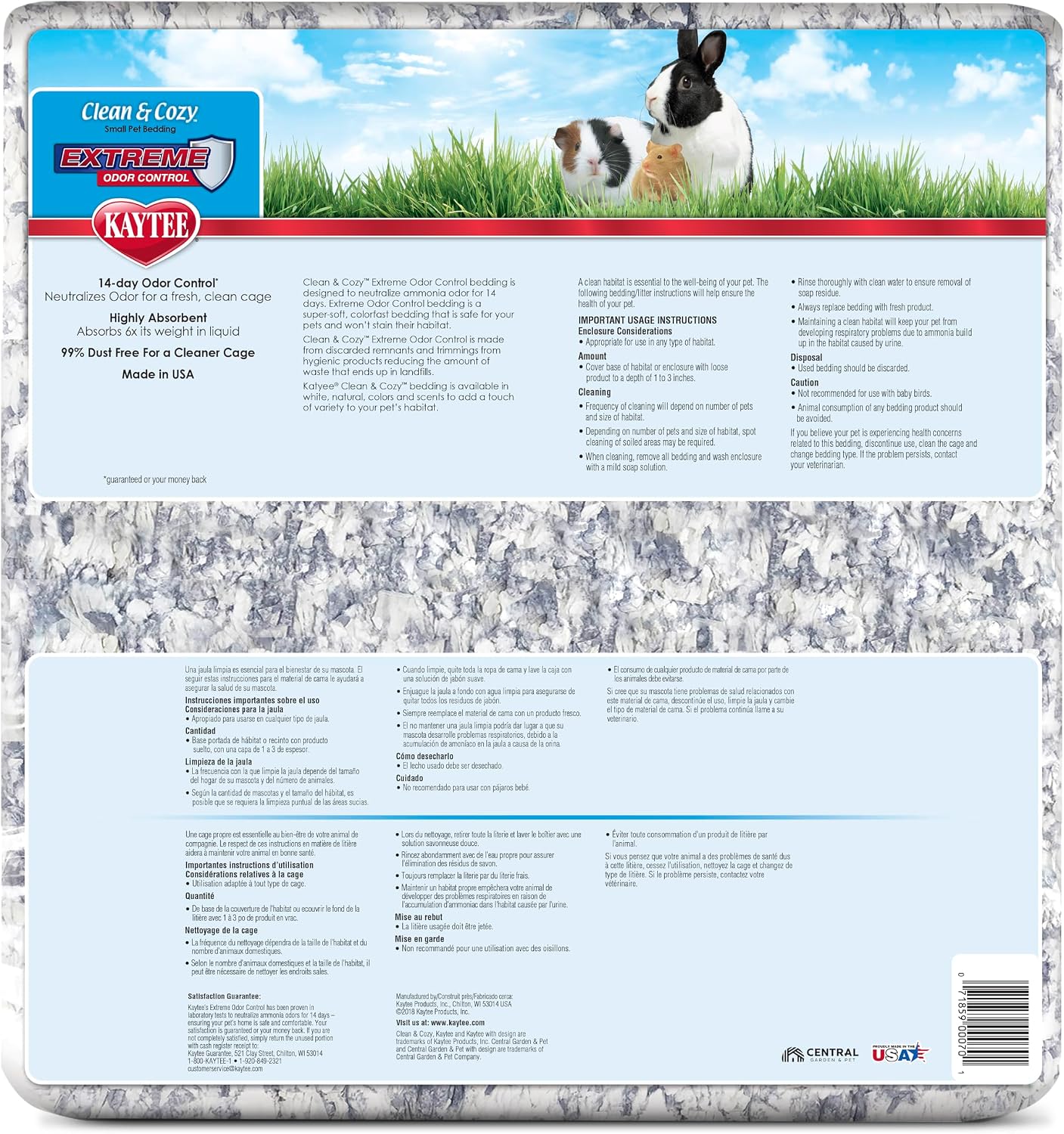 Clean & Cozy Extreme Odor Control Bedding, Made for Small Animals, 40 Liters