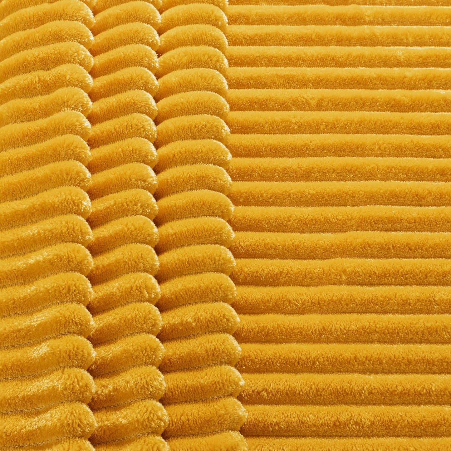 PAVILIA Super Soft Fleece Throw Blanket Yellow Mustard, Luxury Fuzzy Plush Flannel Throw, Warm Cozy Ribbed Microfiber Blanket for Sofa Couch Bed, Lightweight Striped Blanket, Yellow, 50x60