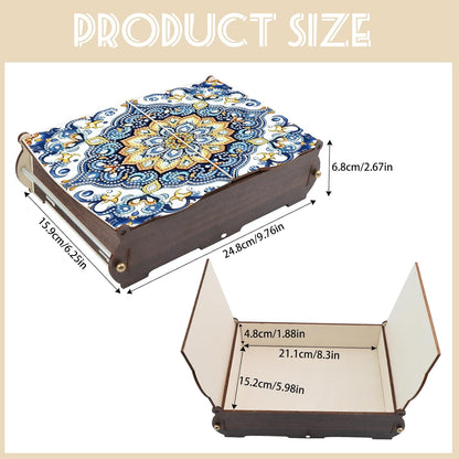 DIY Diamond Painting Wooden Storage Box, Mandala Floral Geometric Creative Special Shaped Rhinestone Diamond Art Organizer Box with Flip Lid, Handmade Art Desktop Decorations Gift for Adults