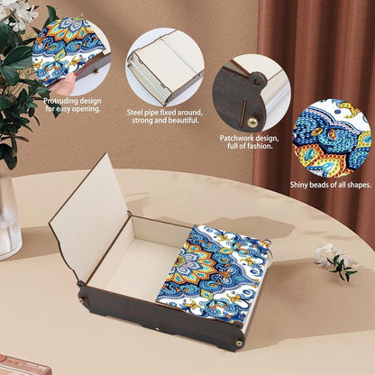 DIY Diamond Painting Wooden Storage Box, Mandala Floral Geometric Creative Special Shaped Rhinestone Diamond Art Organizer Box with Flip Lid, Handmade Art Desktop Decorations Gift for Adults