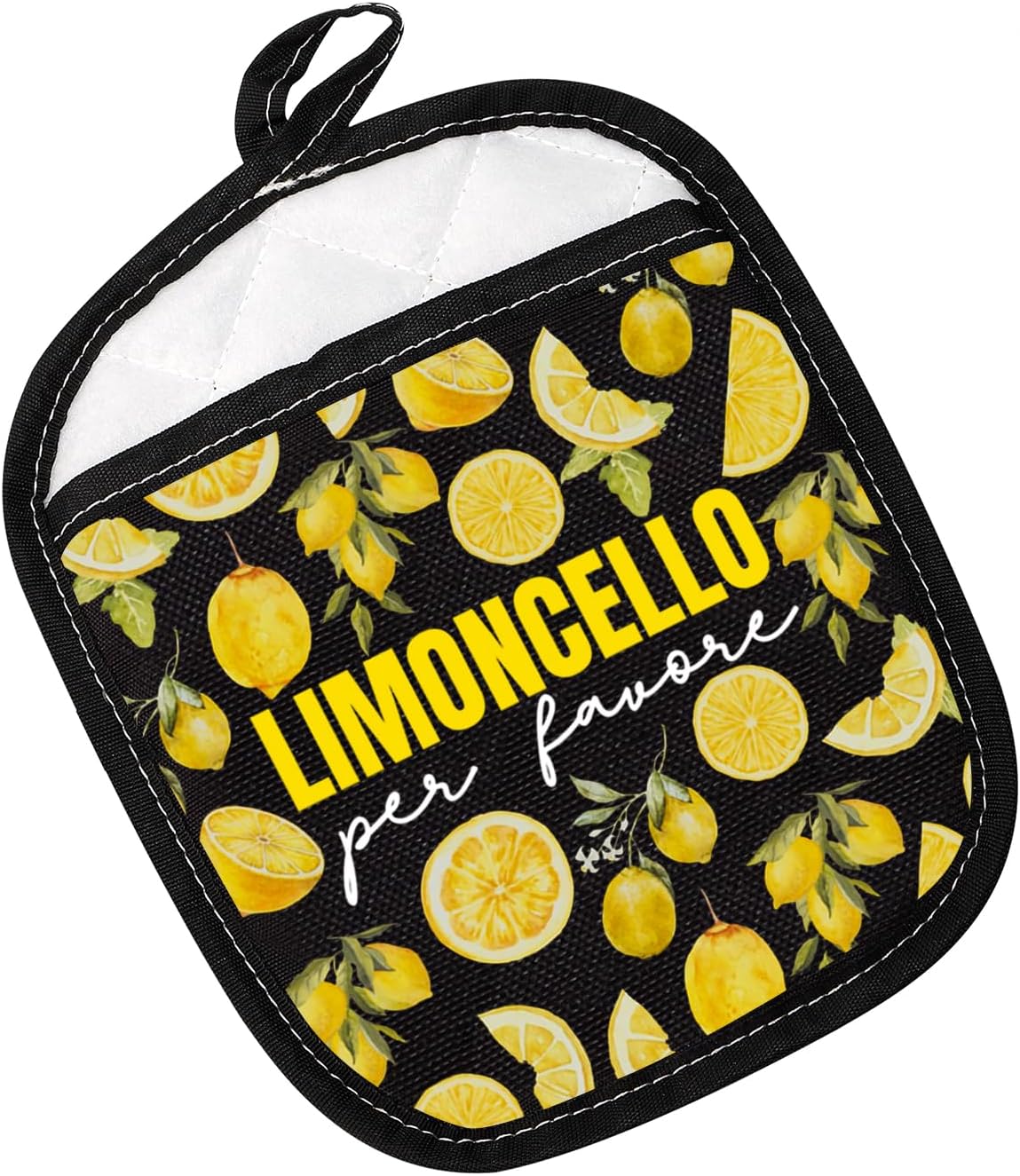 Italy Lemons Pot Holder Limoncello Per Favore Pot Holder Lemonade Lover Gift Italian Souvenir Gift (Limoncello Per Favore Black)