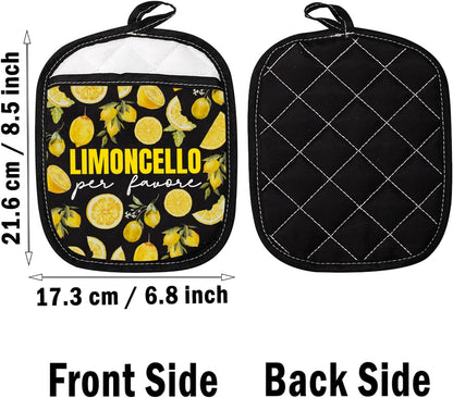 Italy Lemons Pot Holder Limoncello Per Favore Pot Holder Lemonade Lover Gift Italian Souvenir Gift (Limoncello Per Favore Black)