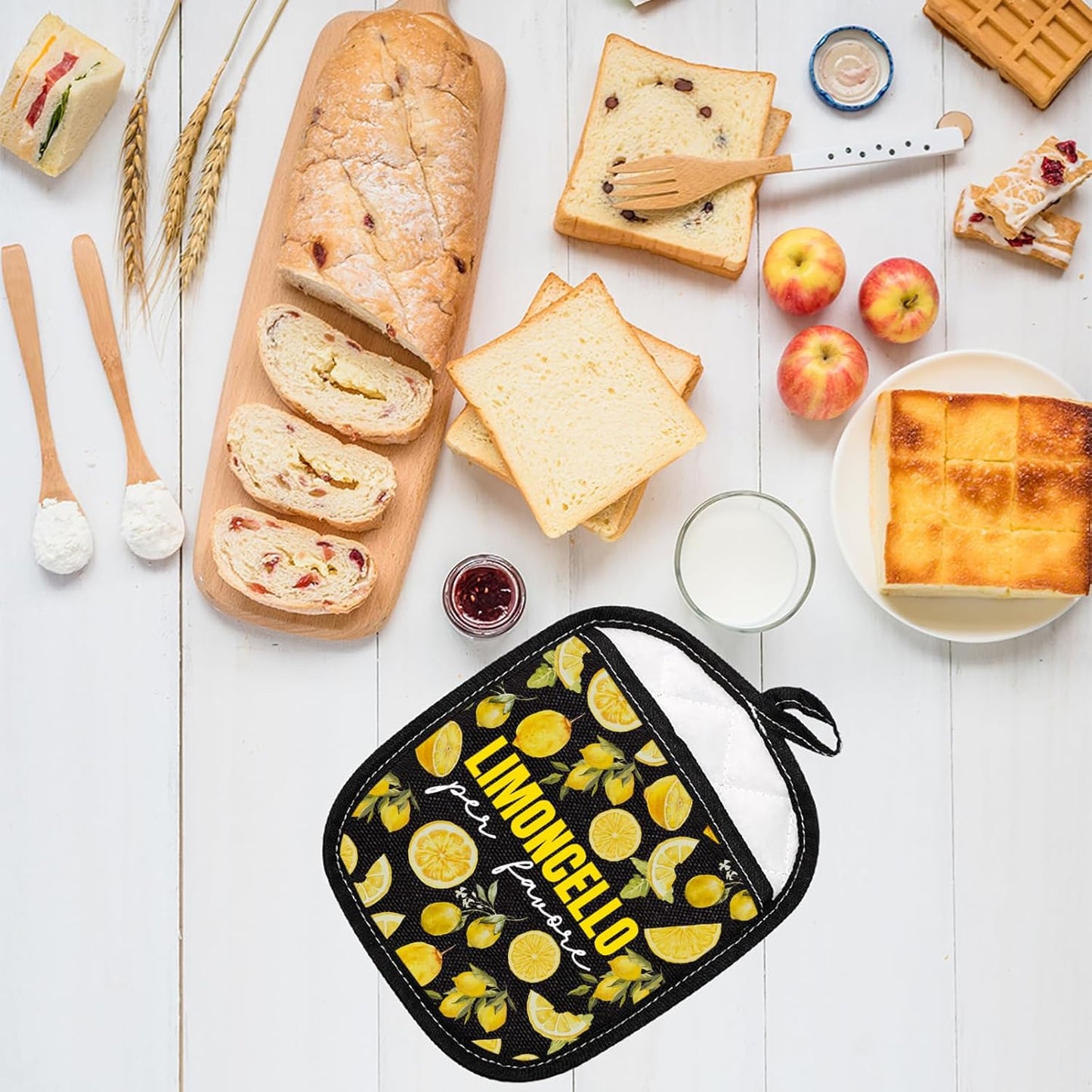 Italy Lemons Pot Holder Limoncello Per Favore Pot Holder Lemonade Lover Gift Italian Souvenir Gift (Limoncello Per Favore Black)