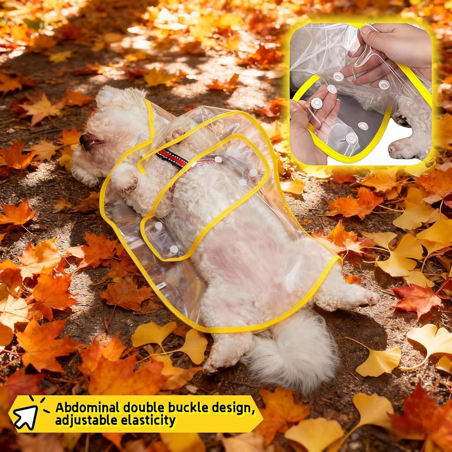 Clear Dog Raincoat, Transparent PVC Cape Style Pet Rain Jacket with Hidden Leash Hole, Adjustable Double Buckle for Medium-Sized Dogs (Yellow, 3X-Large)