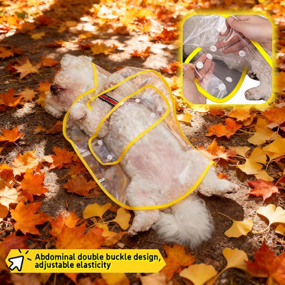 Clear Dog Raincoat, Transparent PVC Cape Style Pet Rain Jacket with Hidden Leash Hole, Adjustable Double Buckle for Medium-Sized Dogs (Yellow, 3X-Large)