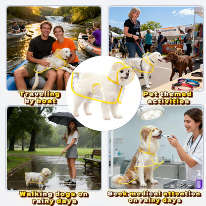 Clear Dog Raincoat, Transparent PVC Cape Style Pet Rain Jacket with Hidden Leash Hole, Adjustable Double Buckle for Medium-Sized Dogs (Yellow, 3X-Large)