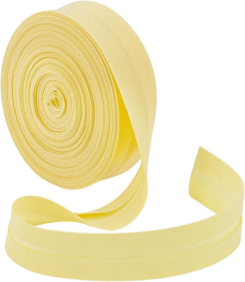 11 Yard Single Fold Bias Tape, Yellow Quilting Ribbon Trim, Hemming Tape for Apron, Coat, Crafts, Sewing Supplies, Garment Accessories