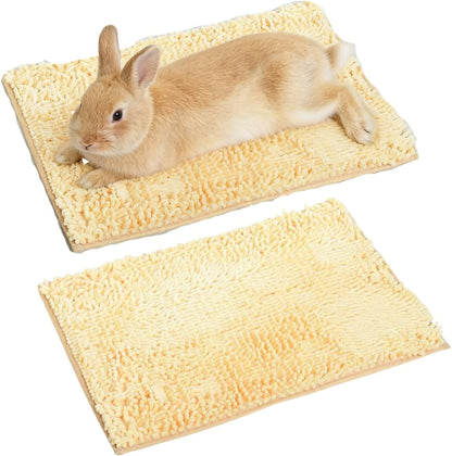 2PCS Guinea Pig Liner Washable Rabbit Cage Liner Guinea Pig Fleece Mats Reusable Bedding Pee Pads for Ferret Bunny Chinchilla Small Animals (Yellow,19.69" LX12.99 W)
