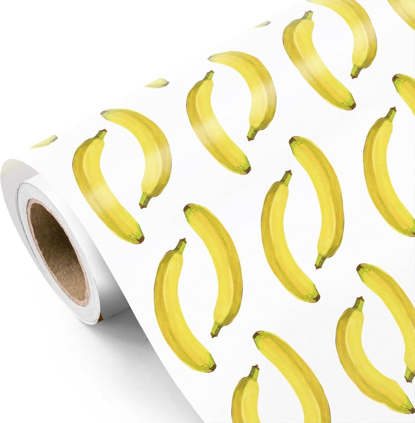 Banana Wrapping Paper Roll - Mini Roll - 17 Inch x 16.5 Feet - Bright Banana Tropical Fruits Wrapping Paper for Birthday, Baby Shower, Wedding, Spring Summer Party