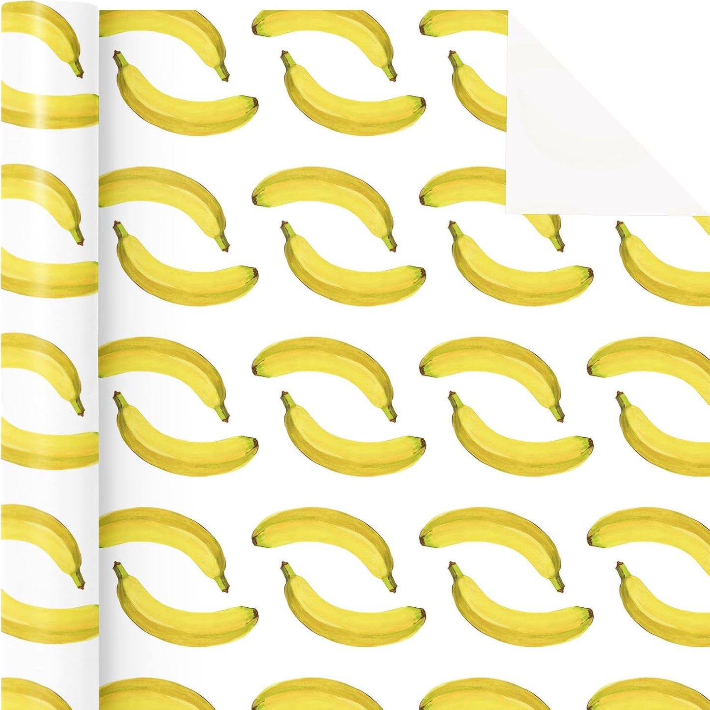 Banana Wrapping Paper Roll - Mini Roll - 17 Inch x 16.5 Feet - Bright Banana Tropical Fruits Wrapping Paper for Birthday, Baby Shower, Wedding, Spring Summer Party