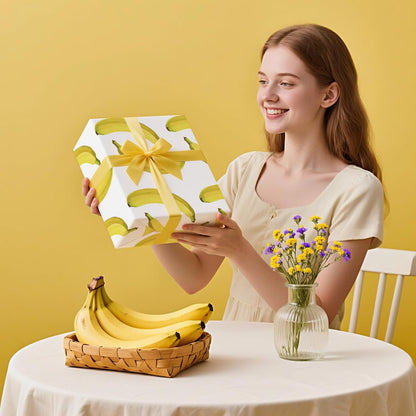 Banana Wrapping Paper Roll - Mini Roll - 17 Inch x 16.5 Feet - Bright Banana Tropical Fruits Wrapping Paper for Birthday, Baby Shower, Wedding, Spring Summer Party