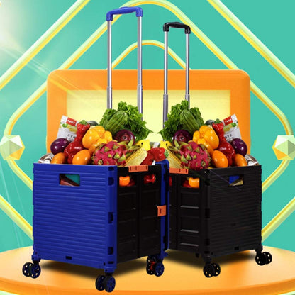 Foldable Utility Cart Folding Portable Rolling Crate Handcart Shopping Trolley Wheel Box with Lid Wear-Resistant Noiseless 360°Rotate Wheel for Travel Shopping Moving Storage Office Use (Yellow)