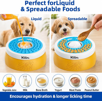KILIN Slow Feeder Dog Licking Bowl with Rolling Ball,4 Non-Slip Pads,8fl oz | Dog Enrichment Toys for Dogs with Bone Broth, Yogurt and Wet Puppy Treat, Interactive Lick Ball for Dogs with Anxiety