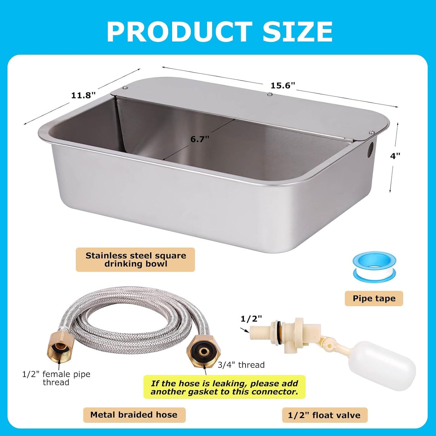 3 Gallon Automatic Dog Water Dispenser for Large Dogs Stainless Steel Bowl, Large Self Filling Auto Water Bowl Outdoor for Cats Livestock Chicken