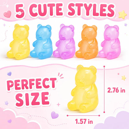 4pcs Cute Bear Squishy Toys, Stress Relief Squeeze Toys, Soft Squishies Fidget Toys, Anxiety Relief Sensory Toys for Kids Adults, Party Favors Birthday Gifts Classroom Prizes