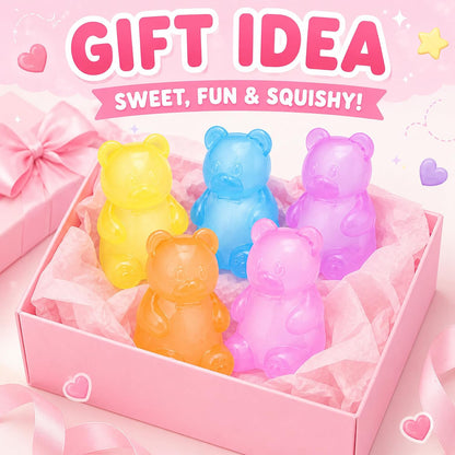 4pcs Cute Bear Squishy Toys, Stress Relief Squeeze Toys, Soft Squishies Fidget Toys, Anxiety Relief Sensory Toys for Kids Adults, Party Favors Birthday Gifts Classroom Prizes