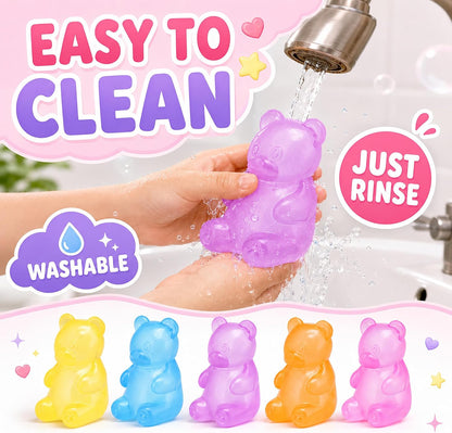 4pcs Cute Bear Squishy Toys, Stress Relief Squeeze Toys, Soft Squishies Fidget Toys, Anxiety Relief Sensory Toys for Kids Adults, Party Favors Birthday Gifts Classroom Prizes