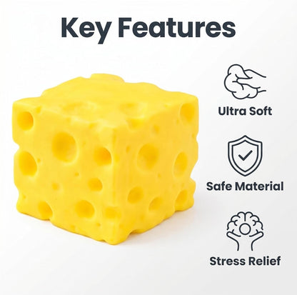 Yellow Cheese-Shaped Squishy Toy, Adult Stress Ball, Soft Creative Toy, Soft Silicone Sensory Toy, Themed Cheese-Shaped Soft Silicone Toy, relieves Stress, Promotes Relaxation