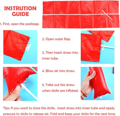 40PCS Thunder Sticks Bam Bam Inflatable Noisemakers Cheerleading Plastic Clap Hands Outfit for Cheering Basketball Football Party Sport Team Spirit