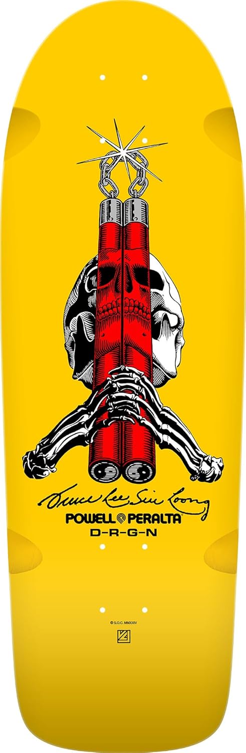 Bruce Lee Skull & Nunchucks Collab Skateboard Deck, Yellow, 10" x 30"