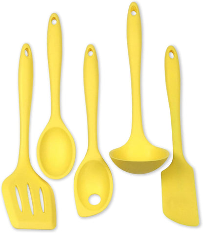 Premium Silicone Kitchen Tool and Utensil Set, 5 Piece, Yellow