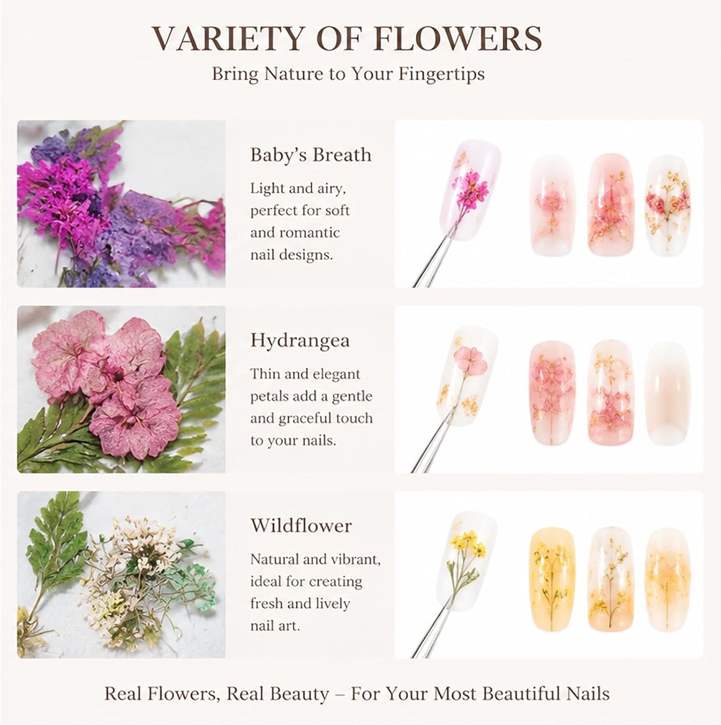 10 Boxes Dried Nail Flowers, Natural Pressed Flowers for Nail Art Tiny Dried Flowers for Resin Crafts Mini Dry Flower Manicure Decorations for Spring & Floral Nails Art Designs