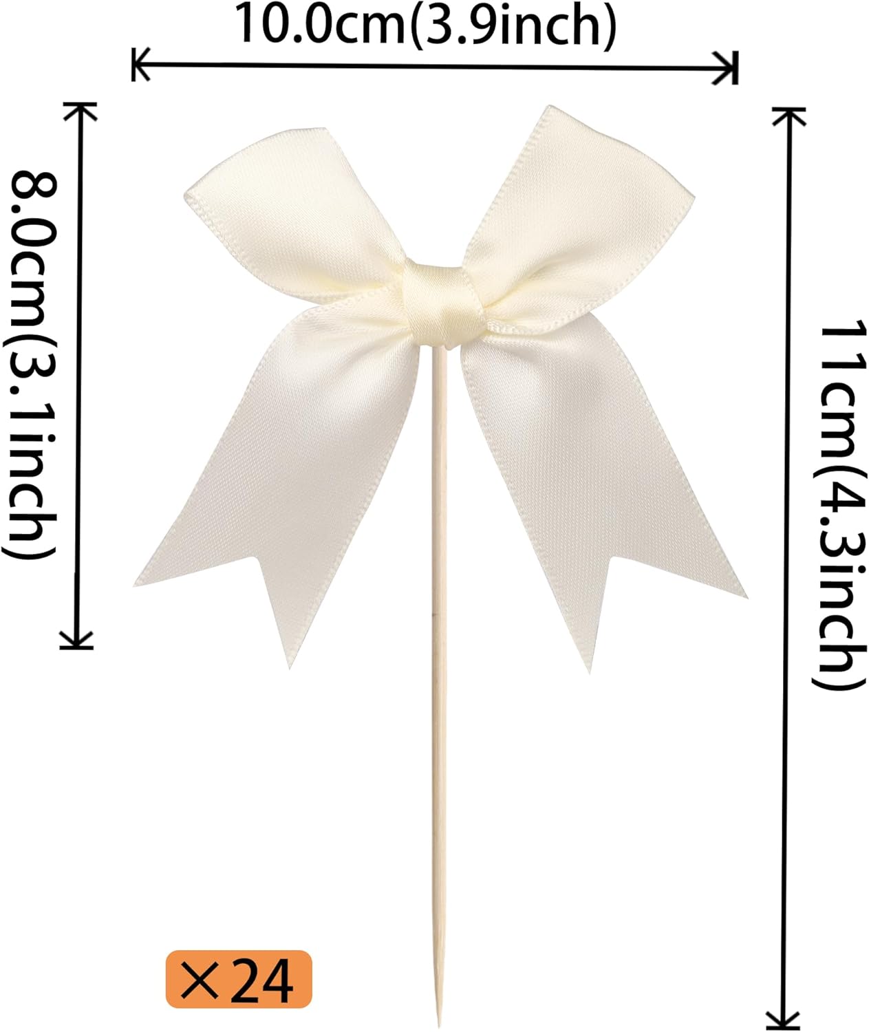 24 PCS Bow Cupcake Toppers Bow Cupcake Picks Bowknot Birthday Party Decorations Bowknot Cake Dessert Picks for Baby Shower Birthday Wedding Bridal Engagement Party Cake Decorations Supplies Yellow