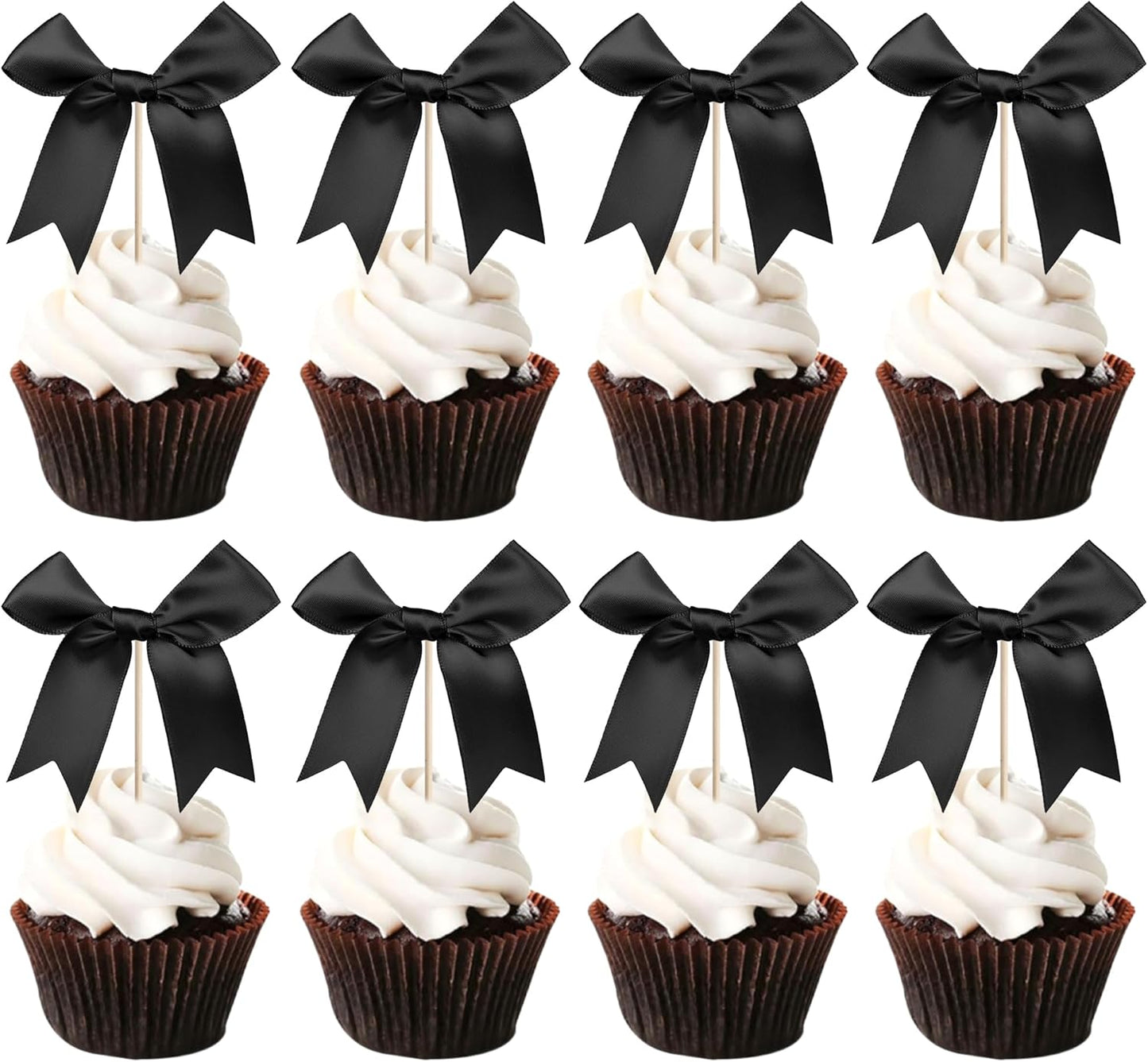 24 PCS Bow Cupcake Toppers Bow Cupcake Picks Bowknot Birthday Party Decorations Bowknot Cake Dessert Picks for Baby Shower Birthday Wedding Bridal Engagement Party Cake Decorations Supplies Yellow