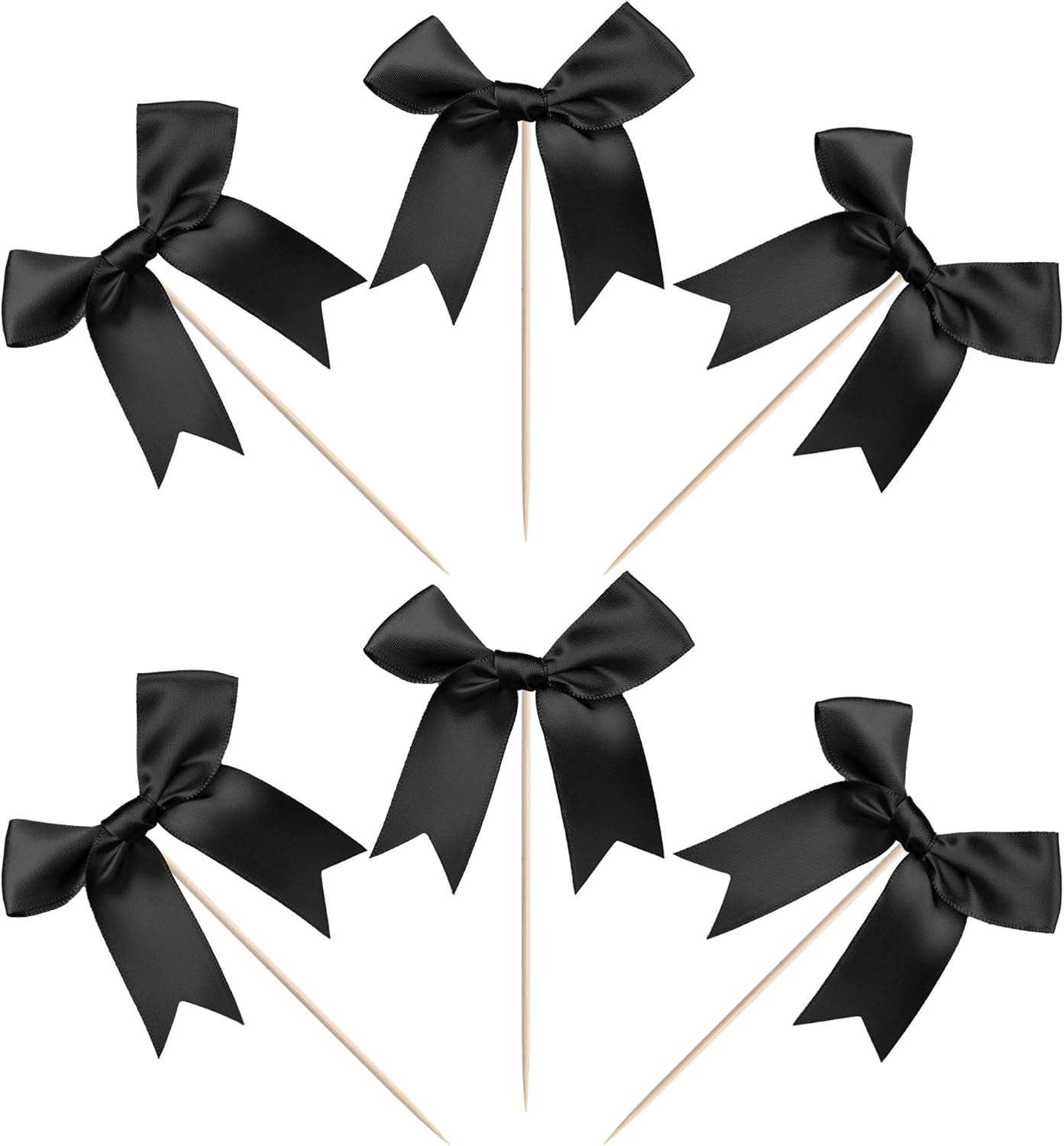 24 PCS Bow Cupcake Toppers Bow Cupcake Picks Bowknot Birthday Party Decorations Bowknot Cake Dessert Picks for Baby Shower Birthday Wedding Bridal Engagement Party Cake Decorations Supplies Yellow