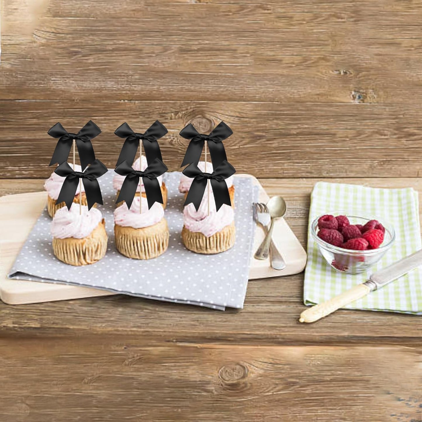 24 PCS Bow Cupcake Toppers Bow Cupcake Picks Bowknot Birthday Party Decorations Bowknot Cake Dessert Picks for Baby Shower Birthday Wedding Bridal Engagement Party Cake Decorations Supplies Yellow