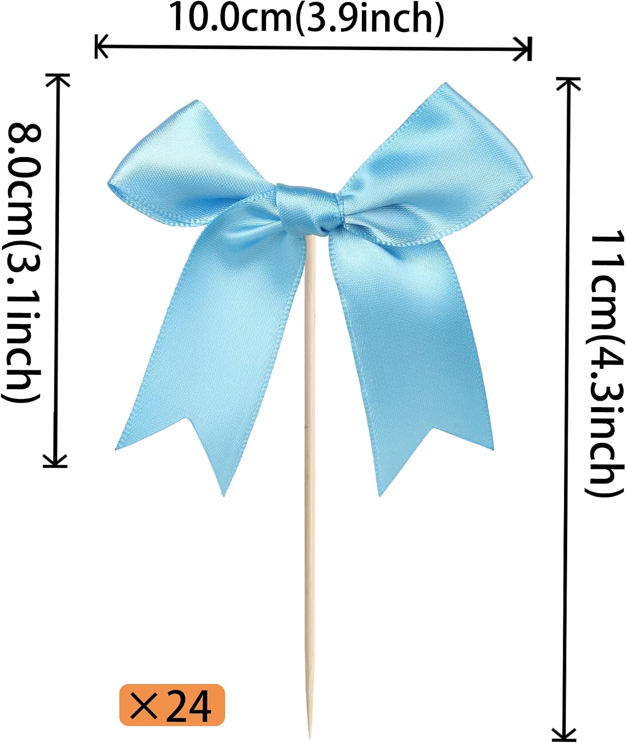 24 PCS Bow Cupcake Toppers Bow Cupcake Picks Bowknot Birthday Party Decorations Bowknot Cake Dessert Picks for Baby Shower Birthday Wedding Bridal Engagement Party Cake Decorations Supplies Yellow
