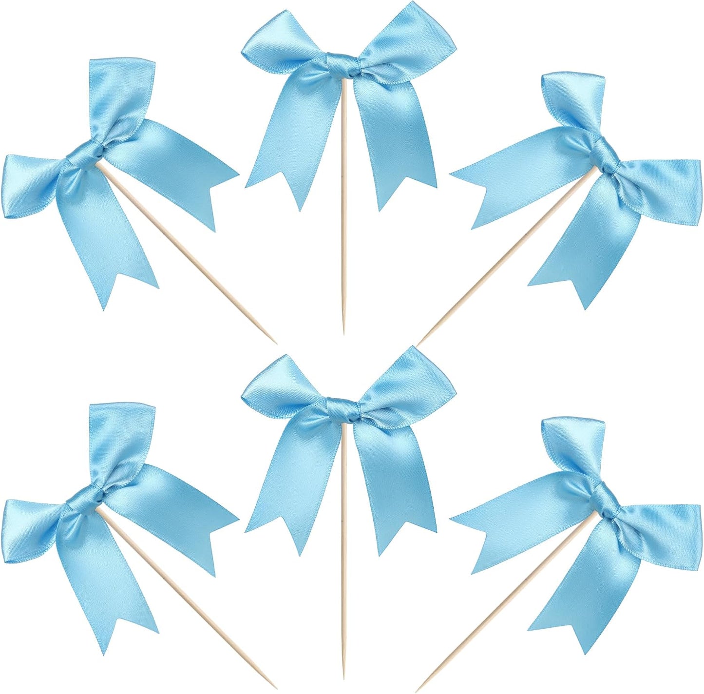 24 PCS Bow Cupcake Toppers Bow Cupcake Picks Bowknot Birthday Party Decorations Bowknot Cake Dessert Picks for Baby Shower Birthday Wedding Bridal Engagement Party Cake Decorations Supplies Yellow