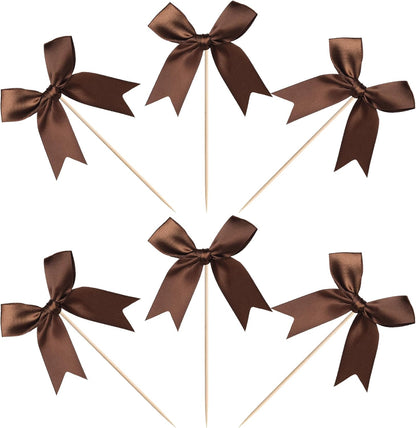 24 PCS Bow Cupcake Toppers Bow Cupcake Picks Bowknot Birthday Party Decorations Bowknot Cake Dessert Picks for Baby Shower Birthday Wedding Bridal Engagement Party Cake Decorations Supplies Yellow